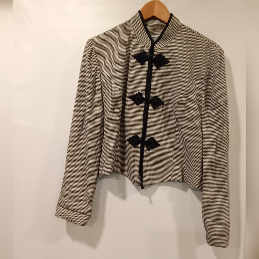 Jessica Howard Navy and White Houndstooth Blazer